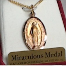Miraculous Medal 18 kt Gold Sterling Silver